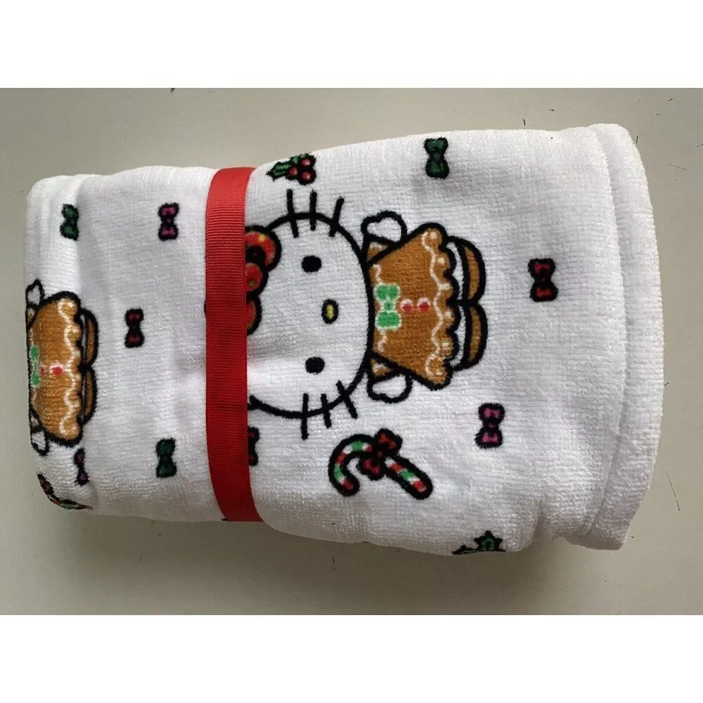 2 Pk Sanrio Hello Kitty Christmas Gingerbread‎ Dress Candy Cane Bath Hand Towels